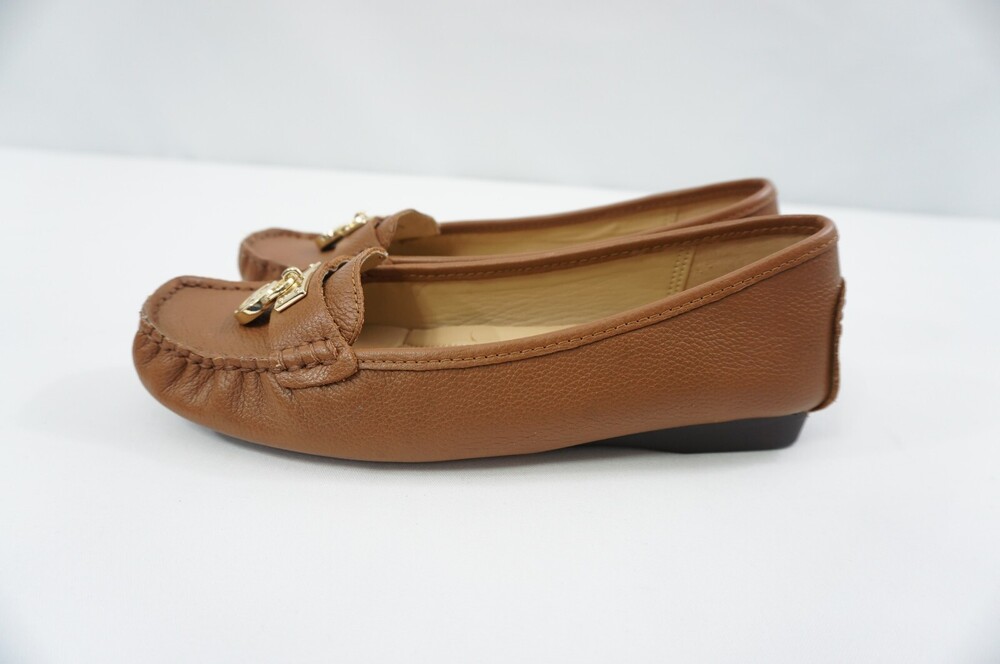Michael Kors Hamilton Used 6.5 Leather Tan Flats/Loafers HE18E Driving Moccasins